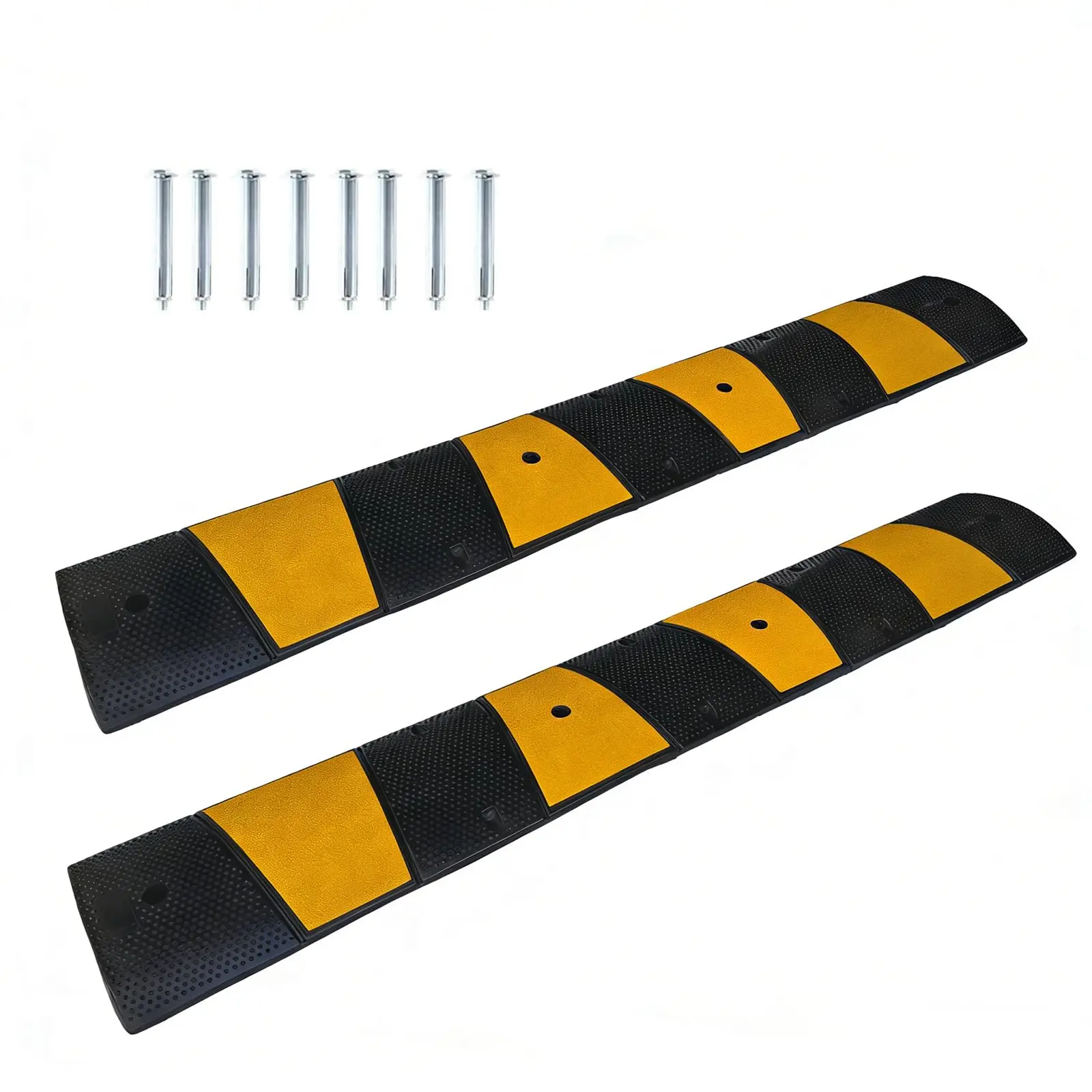 Rubber Floor Cable Cover Heavy Duty 6FT, 22000 Lbs Safety Speed Bump Cable Protector with 8 Install Bolts