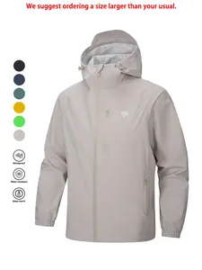 Men's Casual Sportswear Jacket with Zipper & Pockets, Windproof Waterproof Breathable Outdoor Jacket, Soft Comfort Long-Sleeve Hooded Outerwear, Casual Athletic Jacket, Sporty Jacket, Daily Outdoor Wear