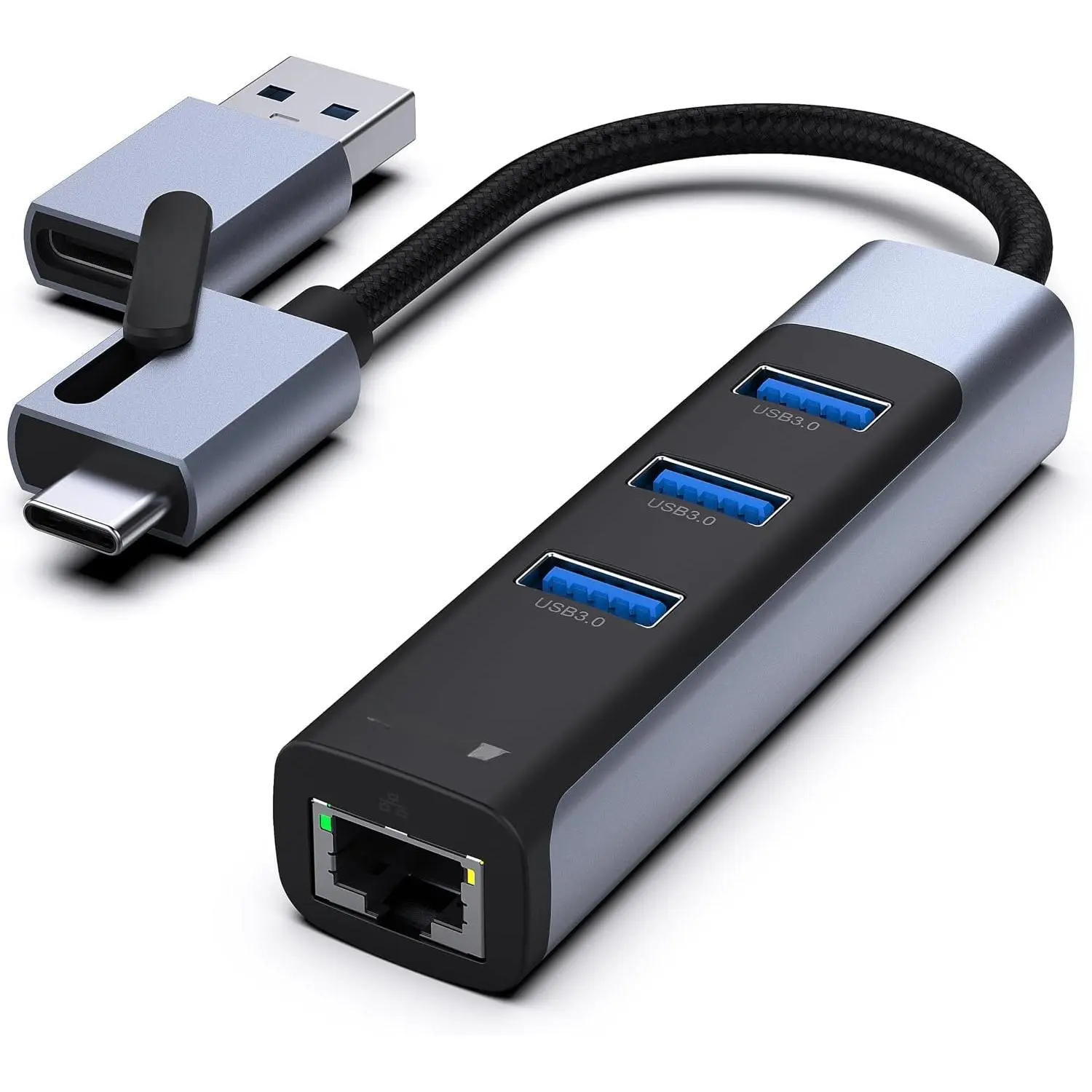 4in1 USB-C/USB 3.0 to Ethernet Adapter with 3*USB 3.0 Ports Compatible for  15 Series, MacBook Pro/Air 2023/2022/2021/2020/2019 and