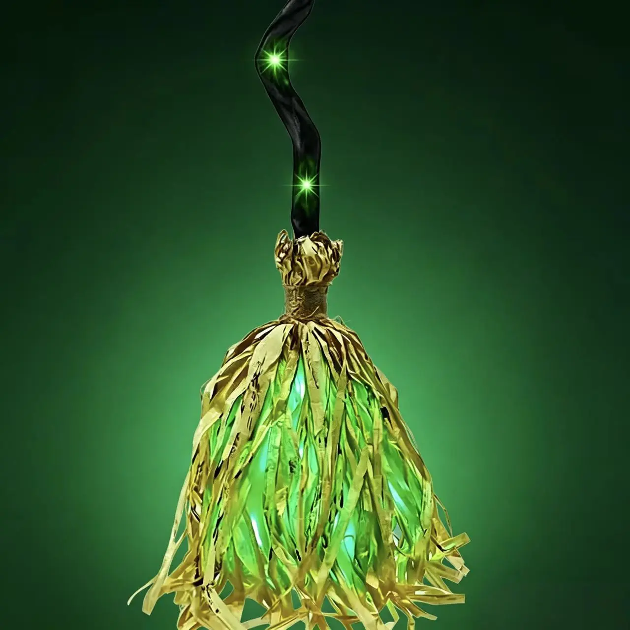 Halloween Glowing Magic Broom with Sound Effects, Automatic Bouncing Witch Broom for Haunted House, Escape Room, Party, and Indoor Decoration