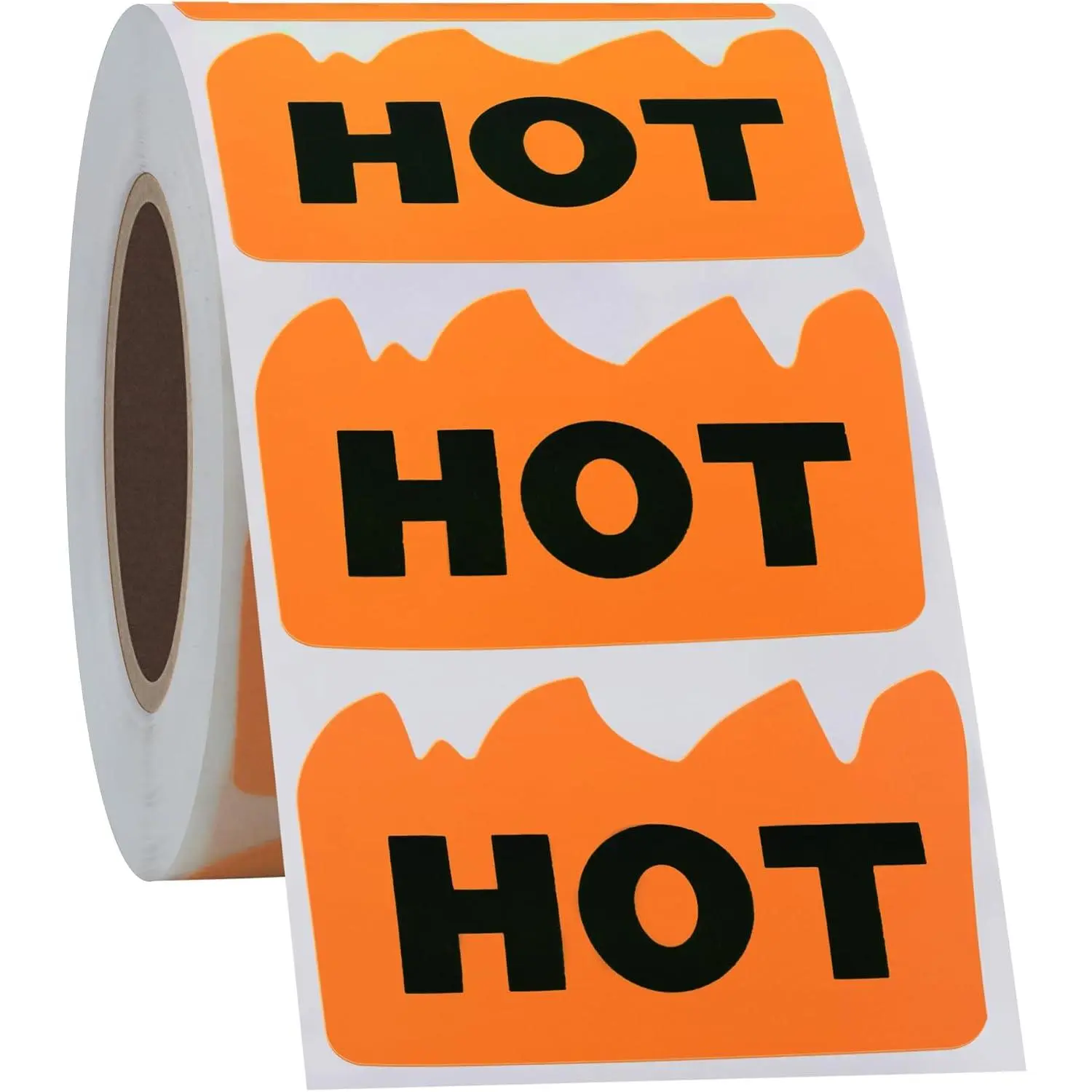 500 count Fluorescent Paper Fire Shape HOT Labels - 51x30mm Self-Adhesive Stickers for , Organizing, Office, School, Files, Notebook (Orange)