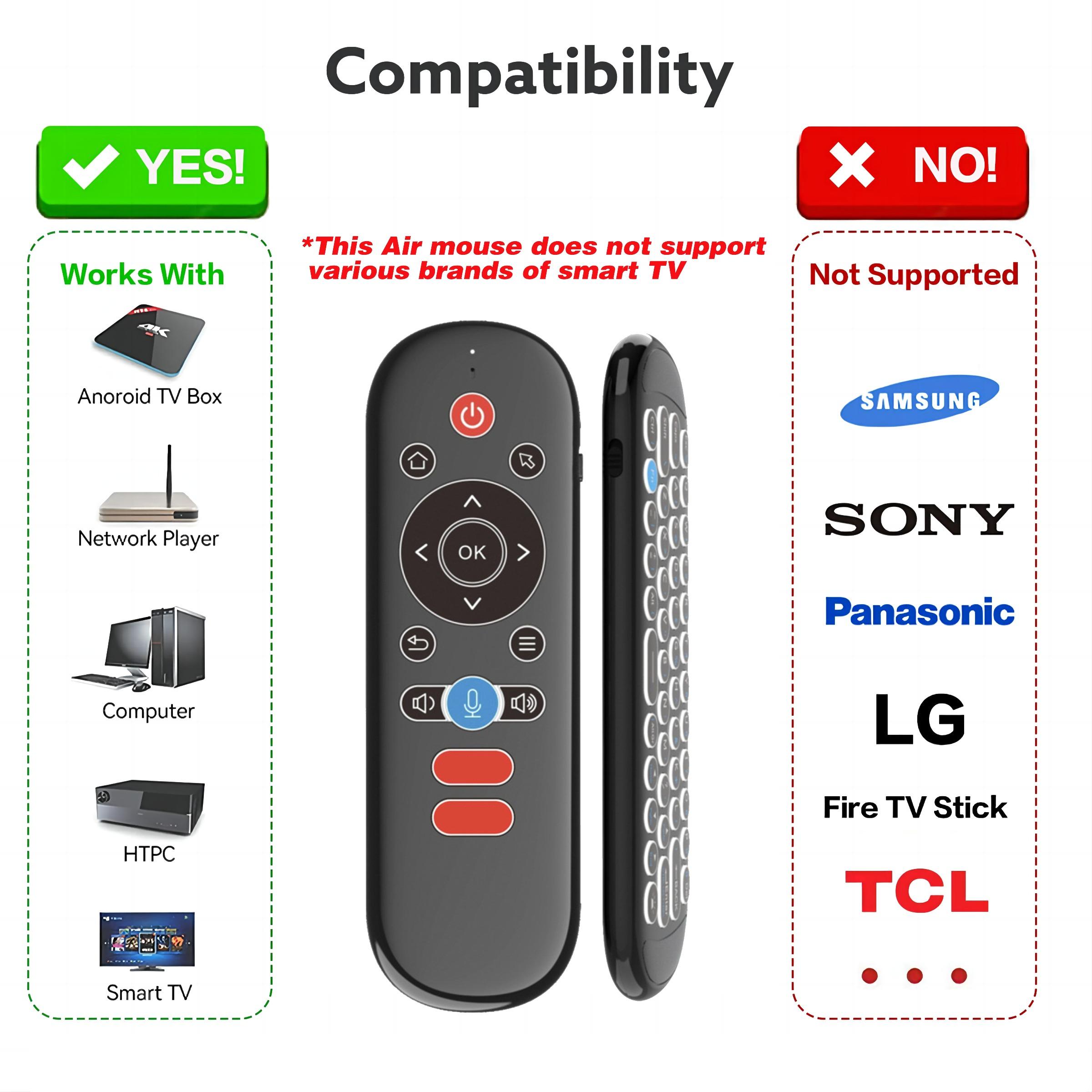 Wireless Remote Control Mouse with Mini Keyboard, Backlight Function, 6-Axis Gyroscope, Smart TV Voice Search, Suitable for Smart Tvs, Projectors, TV Boxes