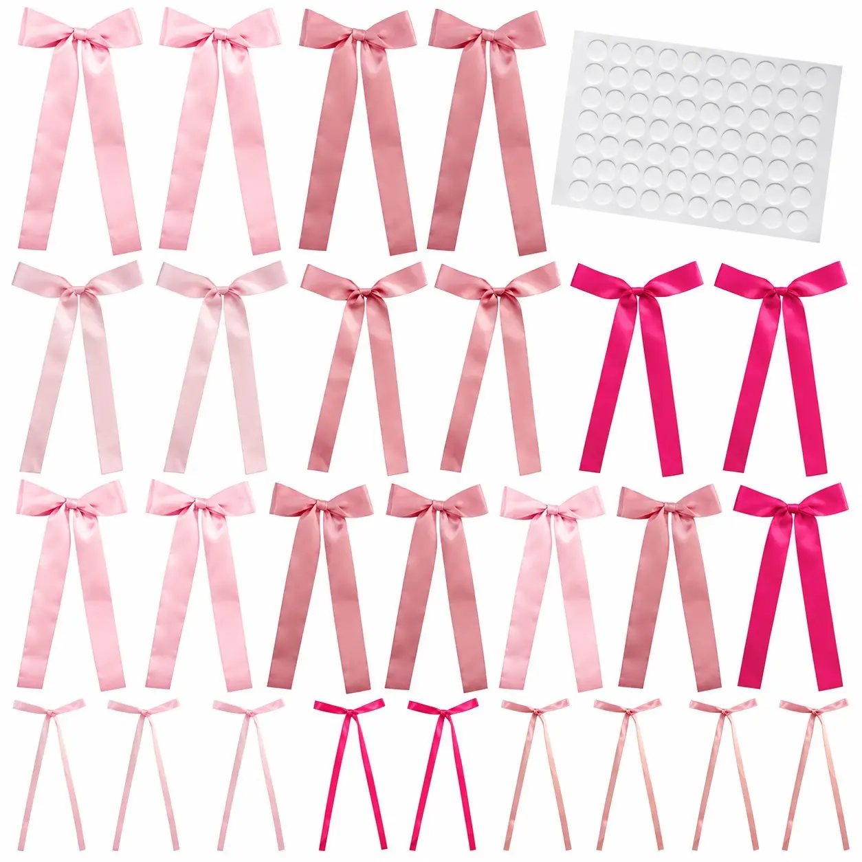 24-Piece Long Tail Ribbon Bow Decor Set, Perfect for Birthday Party Backdrop, Bedroom Wall Decoration, Wedding Arrangement