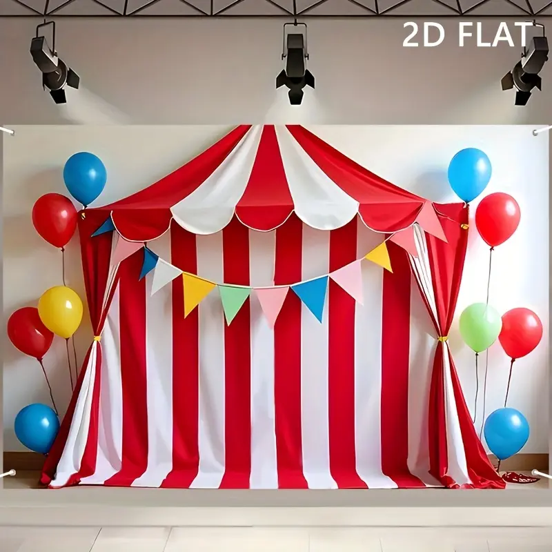 Circus Carnival Theme Backdrop, Fun Amusement Park Party Banner Tapestry, Kids Birthday Wall Decor, Festive Event Photography Background