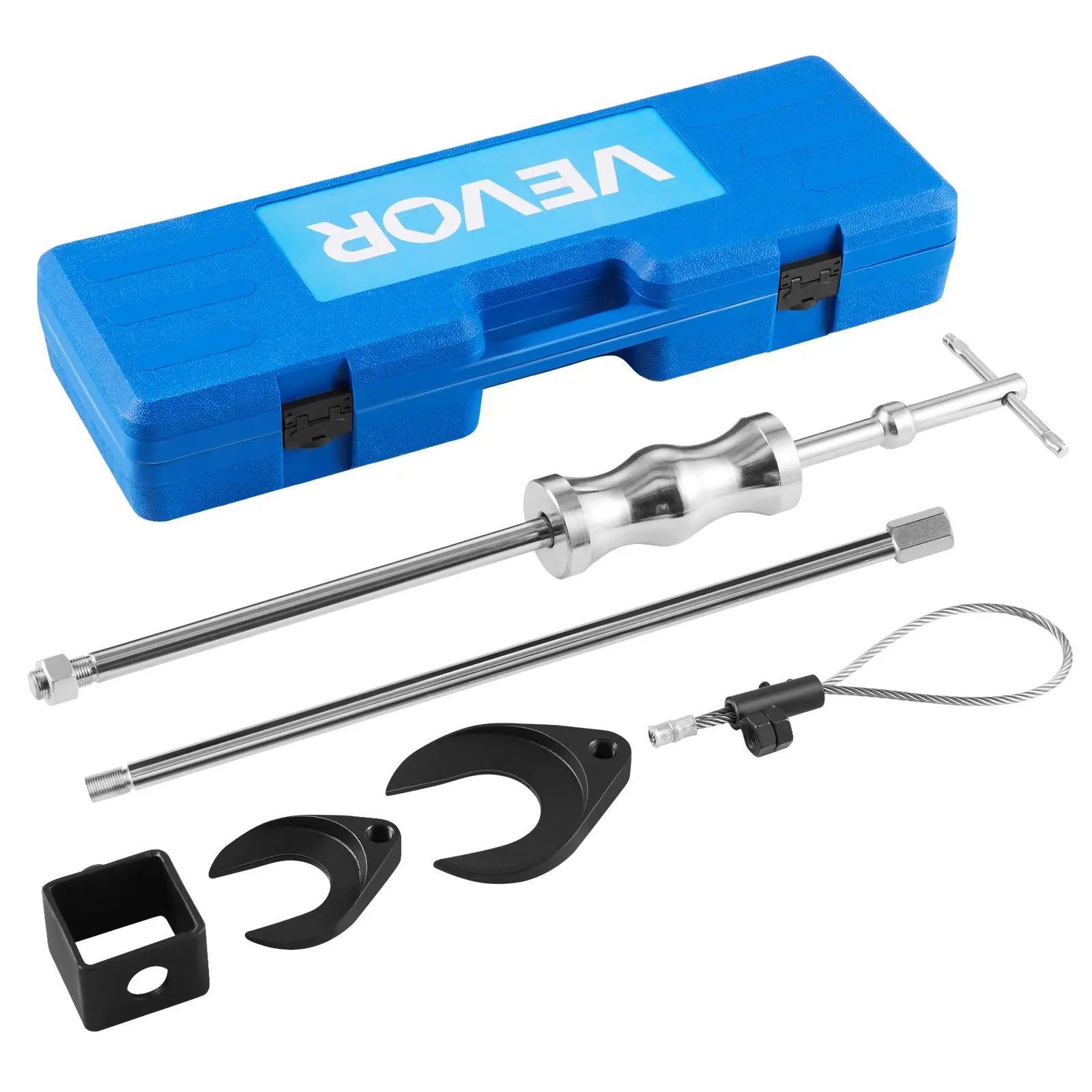 VEVOR Inner CV Axle Puller Tool Set with 5/8 in-18 Slide Hammer 2-Inch 2.5-Inch CV Joint Fork Adapter, Inner CV Joint Removal Tool Kit, Heavy Duty Front Wheel Drive Axle Puller Slide Hammer Set
