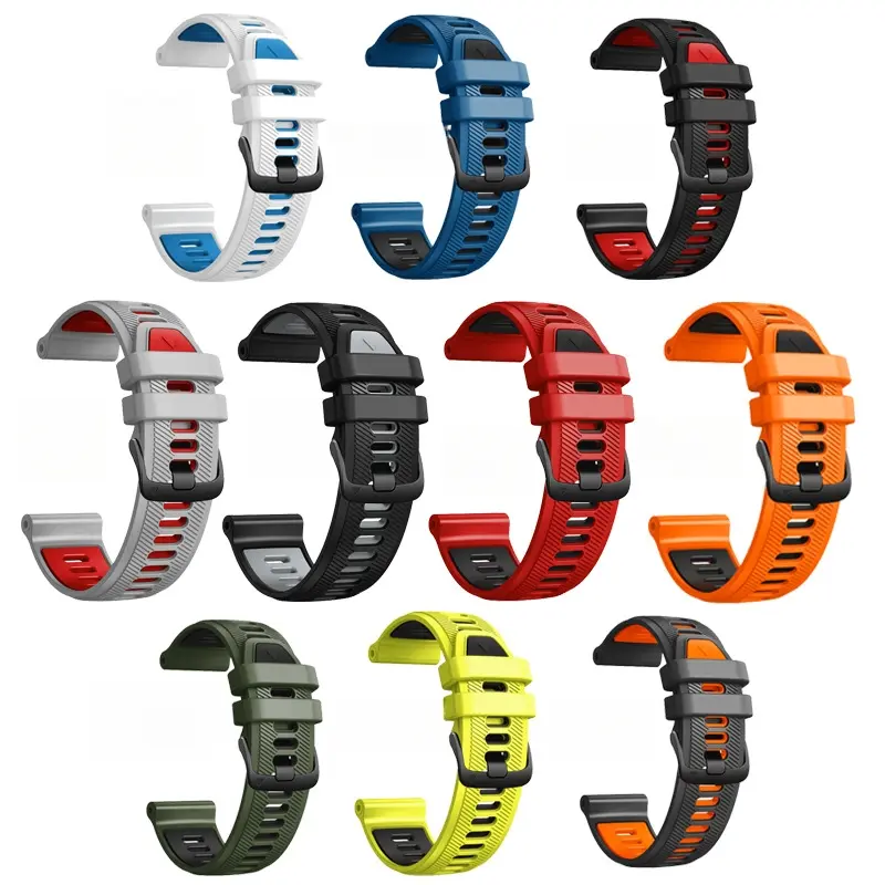 1pc Two-Tone Quick-Release Silicone Watch Band, Soft Comfortable Replacement Wrist Strap Compatible With Garmin Forerunner 970, 965, 955, 945, 935 For Running Workout Outdoor Daily Casual Use (Watch Not Included)