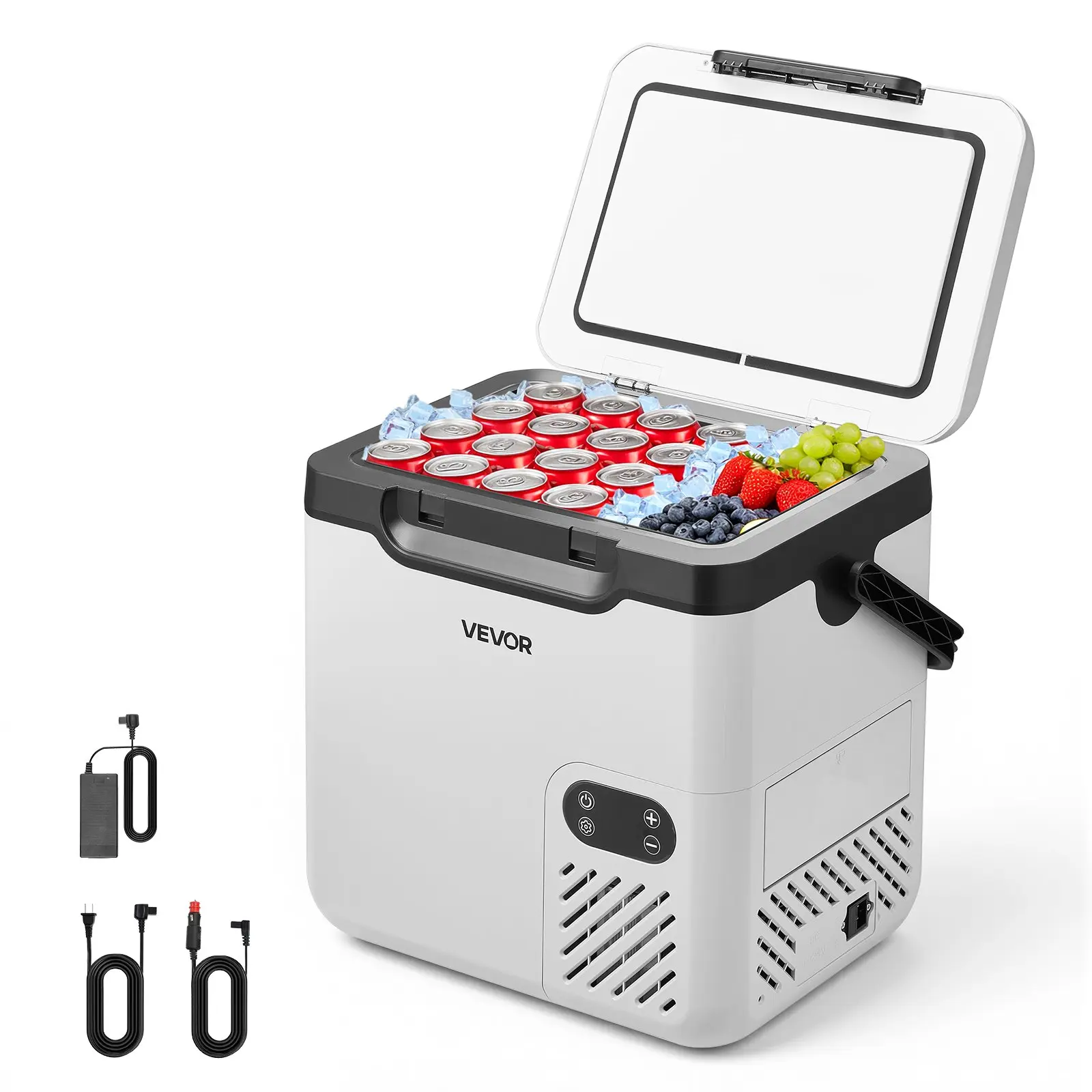 VEVOR 12 Volt Refrigerator, 19 QT/ 18L Car Fridge, Portable Electric Freezer Compressor with Handle, 12V/24V DC 100-240V AC, -4 to 68/ -20 to 20, for Truck Van RV SUV Boat Travel Camping