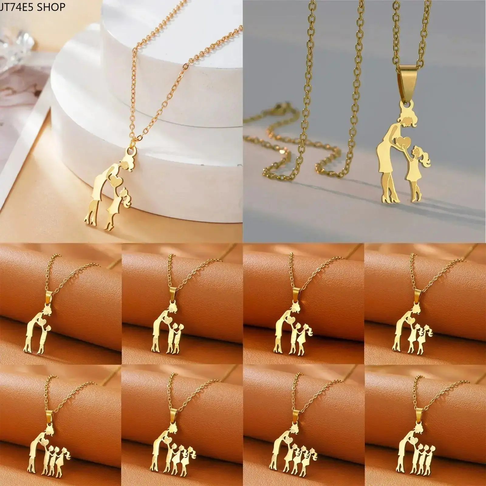 3-Piece Necklace Set for Mom Daughter Son, Stylish Durable Stainless Steel Heart Puzzle, Keepsake Jewelry Gift Celebrating Family Bond for Mother's Day, Pendant, Synthetic