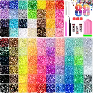 ultimate creative gift for her,graduation gift,class of 2026,summerwins,mid year sale, deals for you。Rainbow Resin Rhinestone Set, 88 Colors, 3mm Flat Back, Includes Tool Kit, Perfect for Crafts, Teenagers, Adults, Graduation Gift, Birthday Present