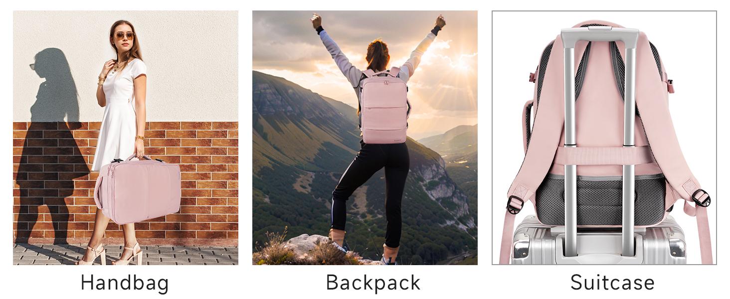 Taygeer Travel Backpack for Women, Carry On Backpack with Water Bottle Pocket & Shoe Pouch, TSA 15.6inch Laptop Mochila Flight Approved, Nurse Bag Casual Daypack for Weekender Business Hiking, Pink Taygeer Travel Backpack for Women, Carry On Backpack with Water Bottle Pocket & Shoe Pouch, TSA 15.6inch Laptop Mochila Flight Approved, Nurse Bag Casual Daypack for Weekender Business Hiking, Pink