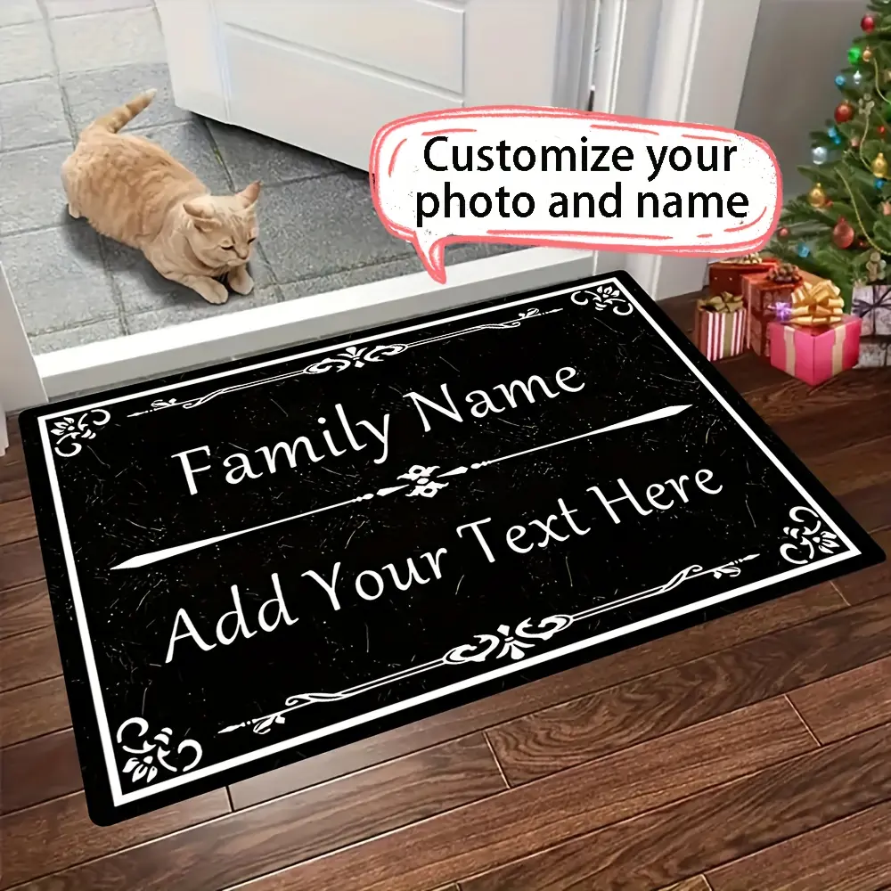 Personalized Welcome Doormat, Custom Family Name & Text Floor Mat, Elegant Decorative Entrance Rug for Home, Non-Slip Machine Washable Indoor/Outdoor Mat, Perfect Personalized Housewarming, Wedding, or Anniversary Gift Idea, Anti-Shrink