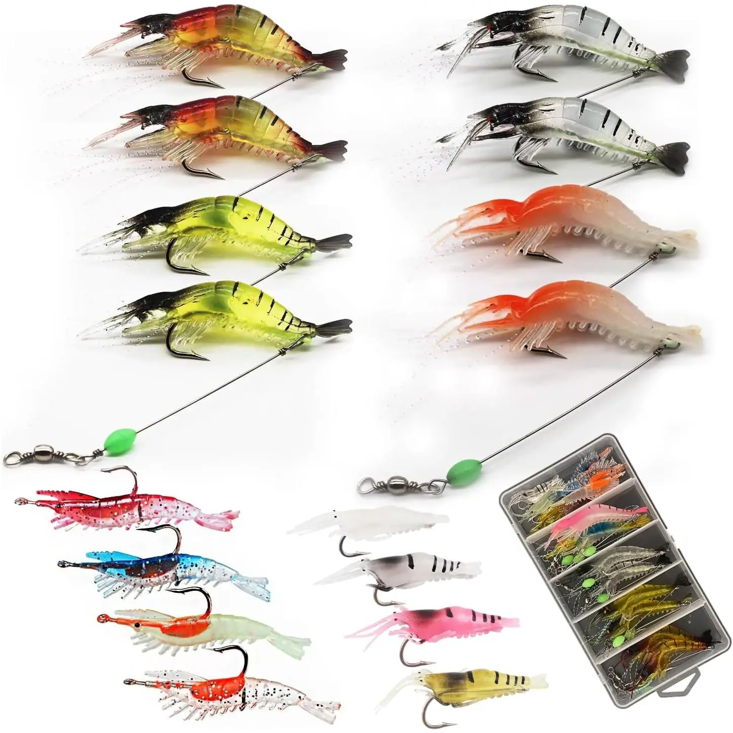 Fishing Lures Kit, Fishing Baits Set, Included Crankbaits, Curly Tail Jigs, Spoons, Hooks, Weights, Fishing Accessories with Tackle Box, for Carp, Bass, Freshwater Saltwate