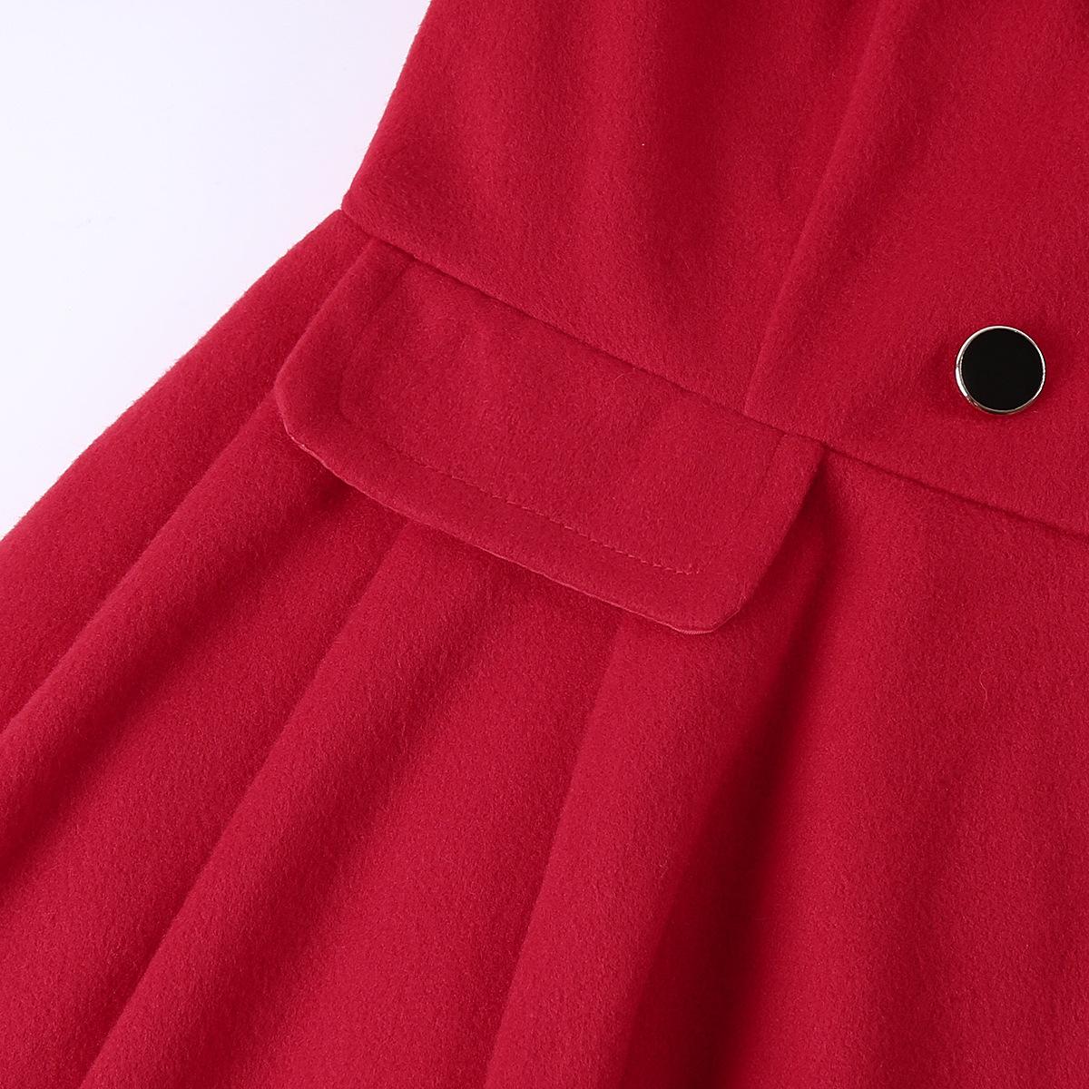 BIGWIG women's autumn and winter classic long wool trench coat with belt, casual office wear, business jacket, double-breasted lapel winter scalloped hem jacket, long trench coat parka, autumn and winter fashion retro style