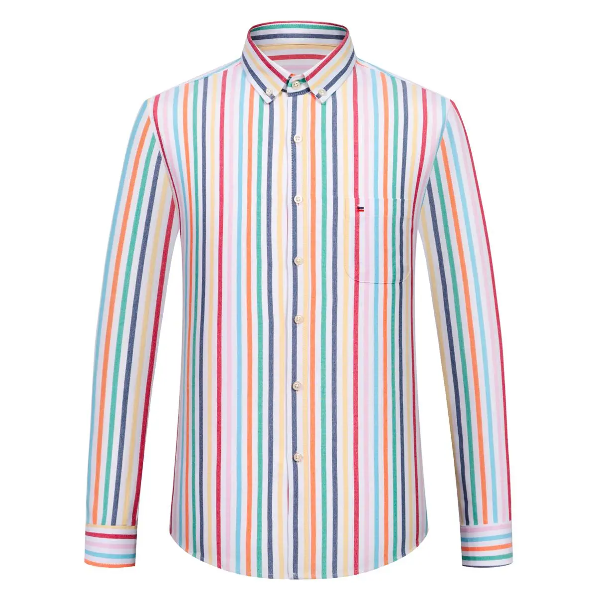 Men's Cotton Plaid Button Collared Longsleeve Shirt - Casual Menswear Top, Spring-Fall Oxford Dress Shirt with Pocket, Button Collared Shirt, Longsleeves