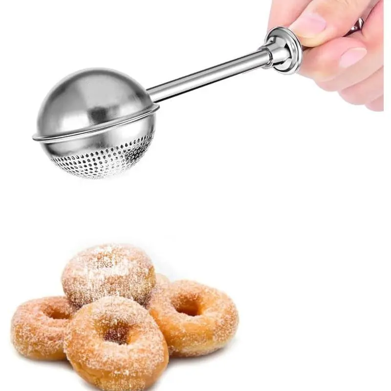 Powdered Sugar Shaker Duster Mini Sifter Flour Duster For Bread Baking With 18/8 304 Stainless Steel Spring Operated Handle For Sugar Flour And Spices