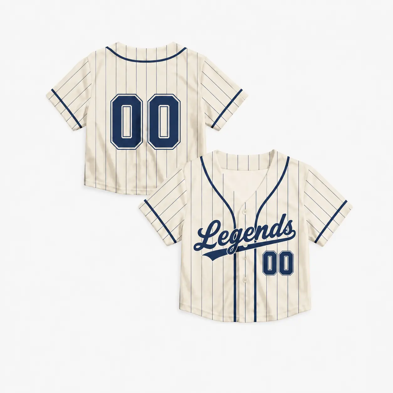 Women's Short Sleeve Baseball Jersey - White Pinstripe Button-Up Fashion Jersey, Unisex 00-Number Sporty Top, Breathable Athletic Active Top, Summer Lightweight Casual Streetwear, Team Outfit, Trendy Gift for Sports Lovers, Short Sleeve Jersey, Fashion Je