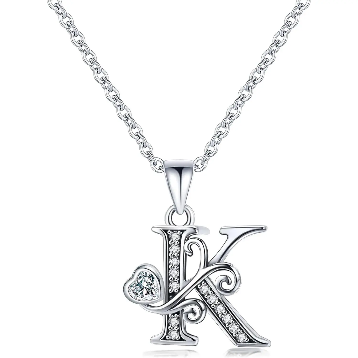 Dainty Initial Necklace in S925 Sterling Silver, Personalized Letter Pendant on a Fine Chain, Minimalist Jewelry Gift for Women, Initial Necklaces, Silver Initial Necklace