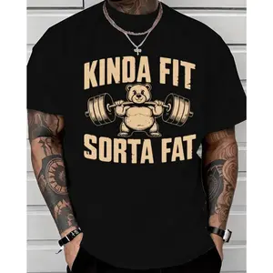 Funny Weightlifting Bear Tee – 100% Cotton Heavyweight Oversized Gym Shirt