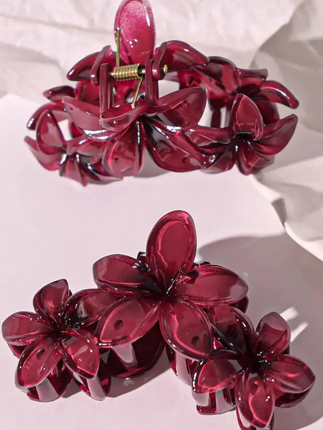 Elegant Burgundy Floral Shark Claw Cute Daisy Clip Sweet Ponytail Clip Stylish Hair Clip For Party Fun Claw Clips Flower Claw Clips Pony Tail Holders