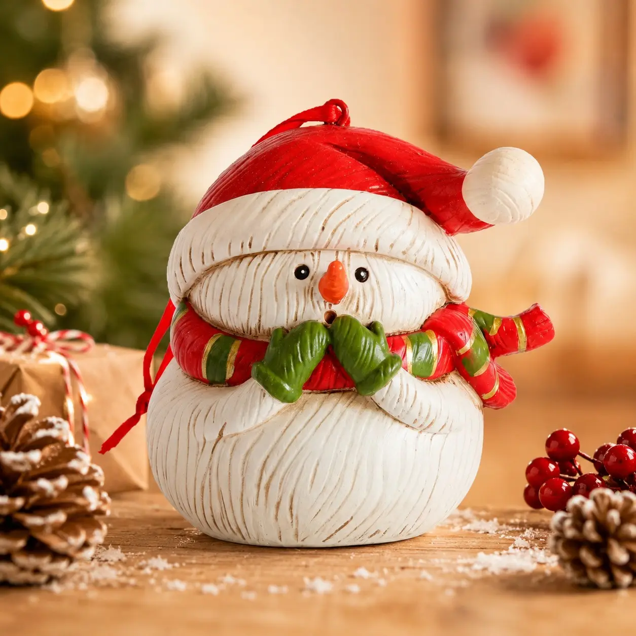 Christmas Snowman Resin Figurine, Cute Holiday Decoration, Desktop Tabletop Ornament, Christmas Home Decor, Winter Gift for Family & Friends