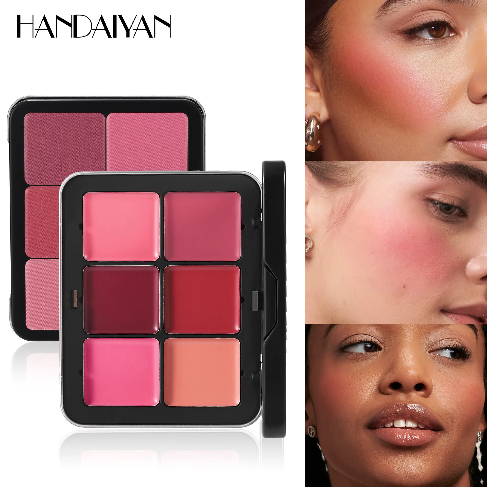 Viral Tin Blush Palette, Multi-use Cream Makeup Set, Matte Blush Concealer Highlighter Contour Shaping Face Cream Palette