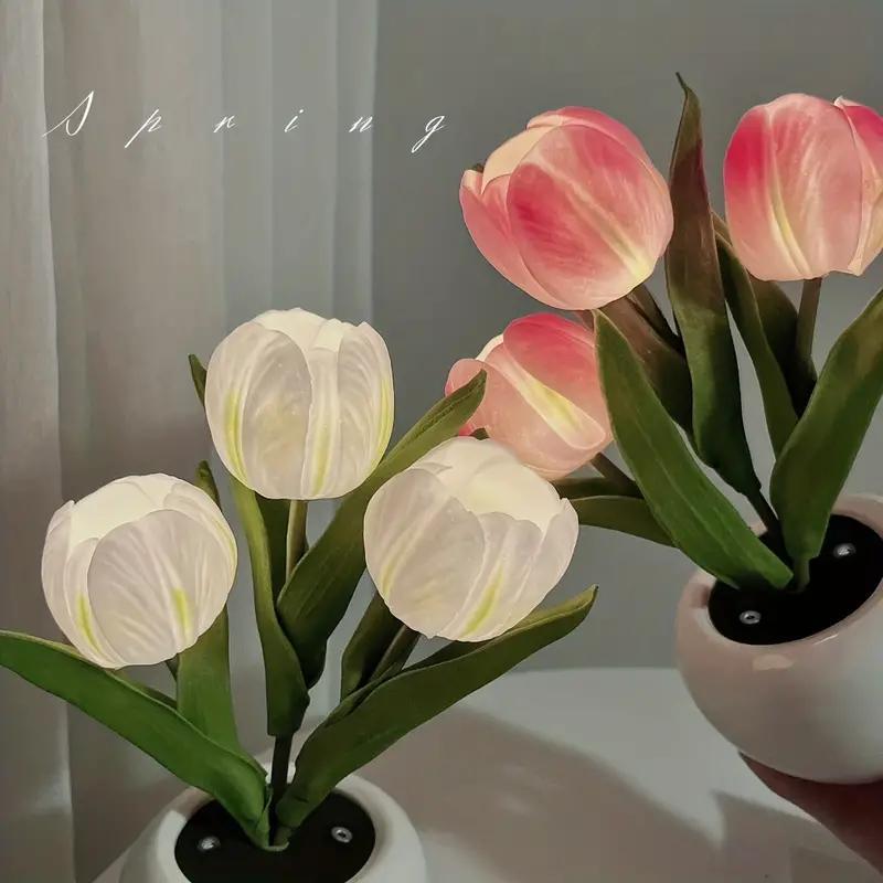 Tulip LED Night Light with Vase, Simulated Tulip Table Lamp for Home and Living Room Decor, Color-Changing Mood Light, Ambient Lighting Multifunctional, Christmas Gift for Girlfriend #TOP PICKS