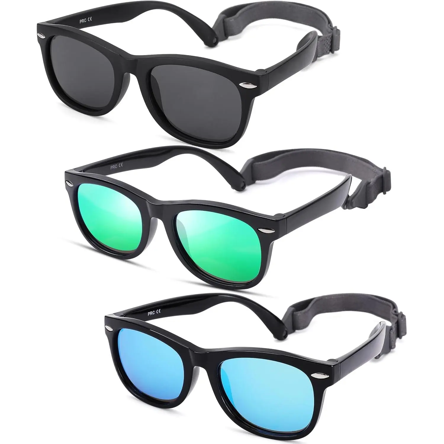 Baby Sunglasses with Strap - Unbreakable Flexible Infant Sunglasses for Toddlers Age 0-24 Months