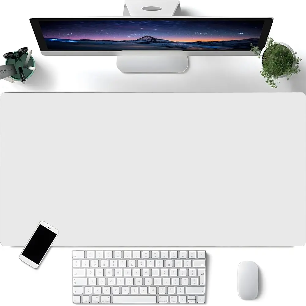White Minimalist Large Gaming Mouse Pad,Rubber Extended Desk Mat with Non-Slip Base,Stitched Edges,Smooth Surface,Keyboard Mouse for Home,Office,Gaming,Computer Accessories For Desk,Desk Accessory,Gift for Gamer
