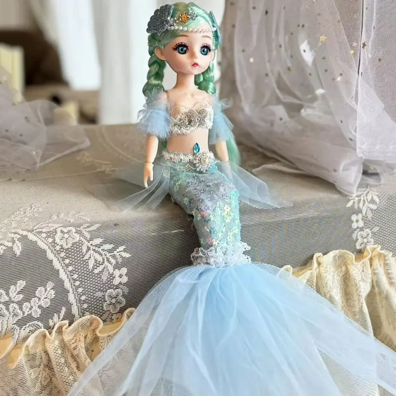 New 30cm/11.8inch Dress-Up Mermaid Princess Doll, Girl's Role-Play Toy Gift Set, Perfect Birthday Present for Children