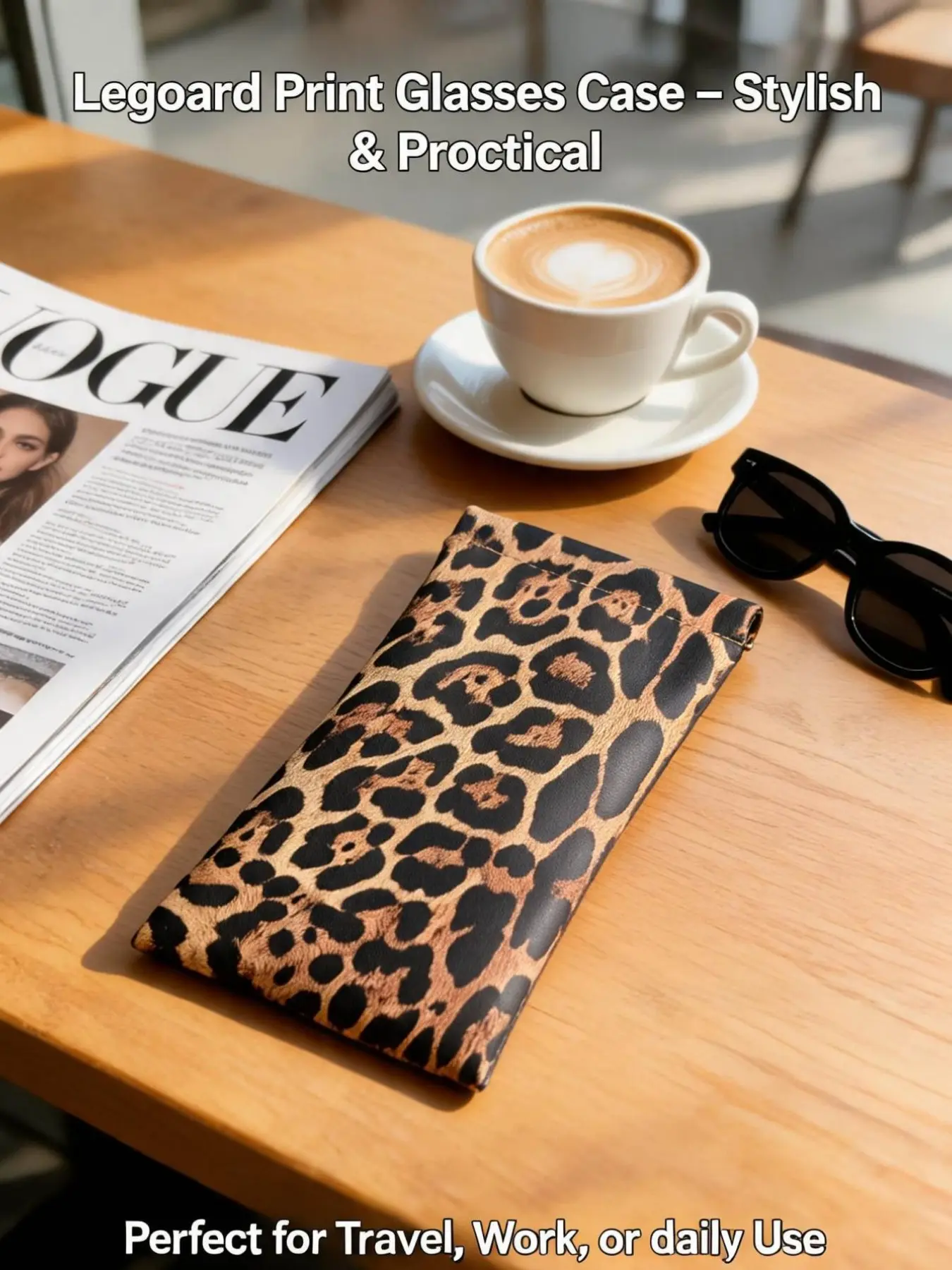 Leopard Print Sunglasses Bag, Soft Leather Eyewear Case, Eyeglasses Holder, Bohemian Style, Travel Essential, Beach Accessory, Portable Vacation Pack, Glasses Storage