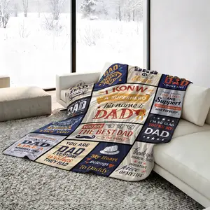 Dad Quote Patchwork Cooling Blanket, Arc-Chill Icy Touch for Hot Sleepers, Lightweight Breathable Summer Throw, Fathers Day Gift Blanket, Multi-Purpose Sofa Bed Cover for Dad