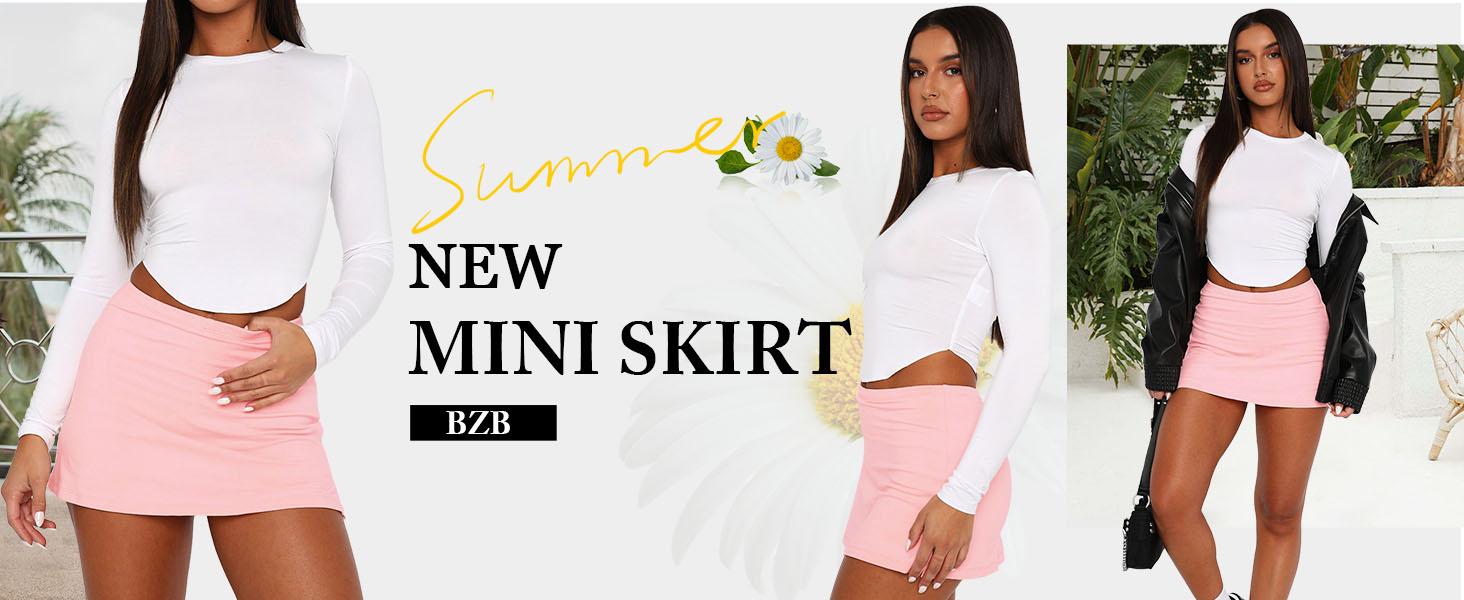 Women's Mini Skirt Sexy High Waist Split Hem Stretch Fitted Pencil Bodycon Short Skirts 2026