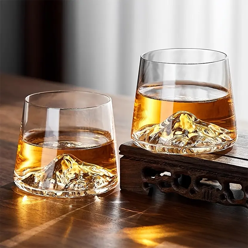 Crystal Glass Whiskey Glasses 6pcs/4pcs/2pcs, Japanese Style Liquor Glass, Fuji Mountain Glass, Iceberg Glass, Transparent Glass, Suitable for Vodka, Whiskey, Liqueur, Tequila, Shochu, Cocktails