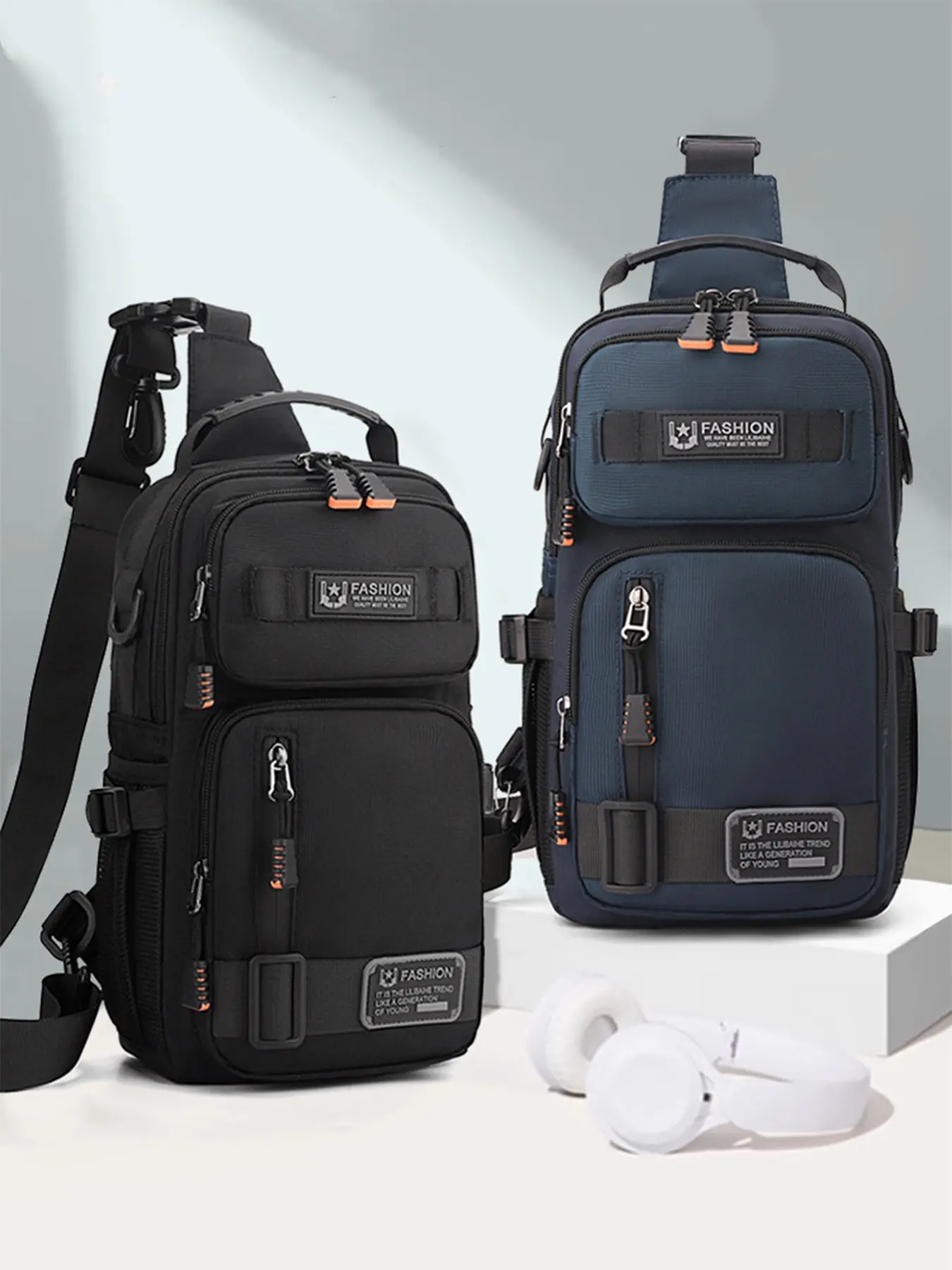 Men's Large Capacity Multi-Pocket Chest Bag, Single Shoulder Crossbody Pack, Lightweight Travel Sports Pouch for Daily Use