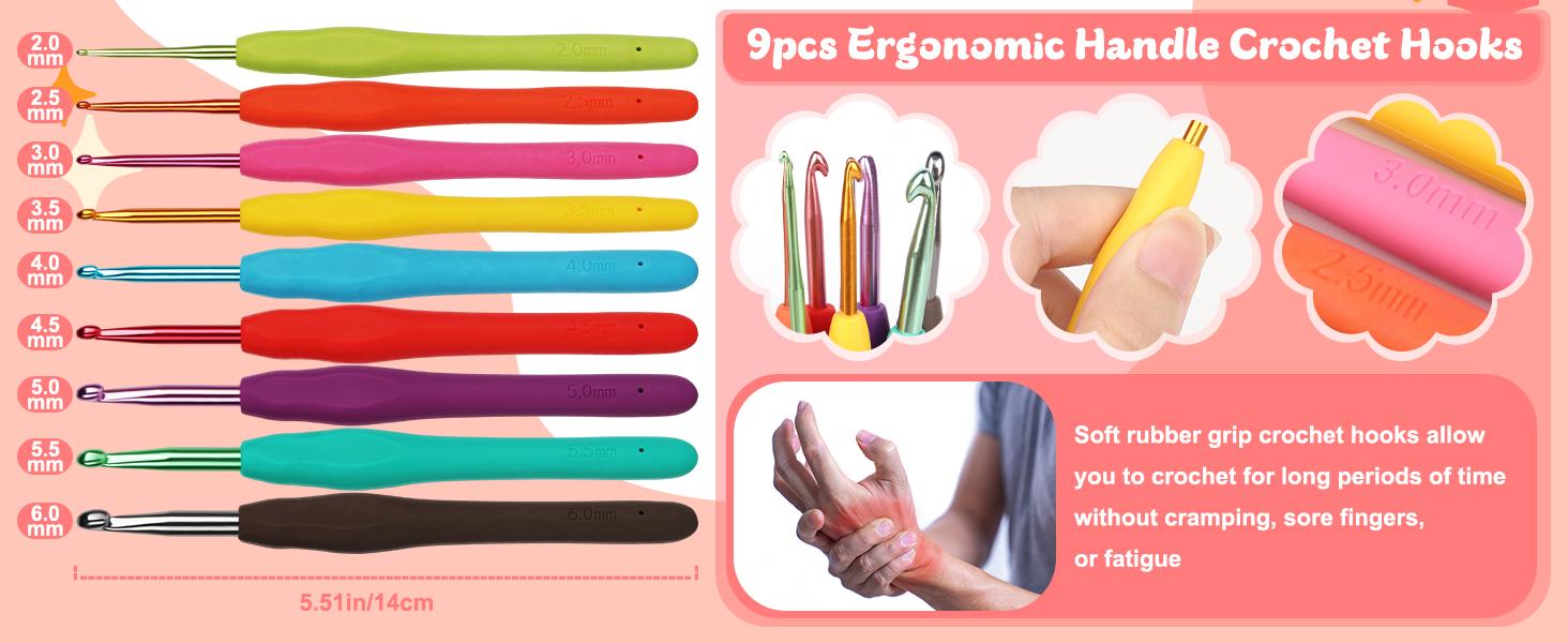 Crochet Kits for Beginners with Yarn, Learn to Crochet Set Included Crochet Hooks Supplies DIY Tools,Crocheting Kit for Adults Kids with Portable Green Leaves Bag