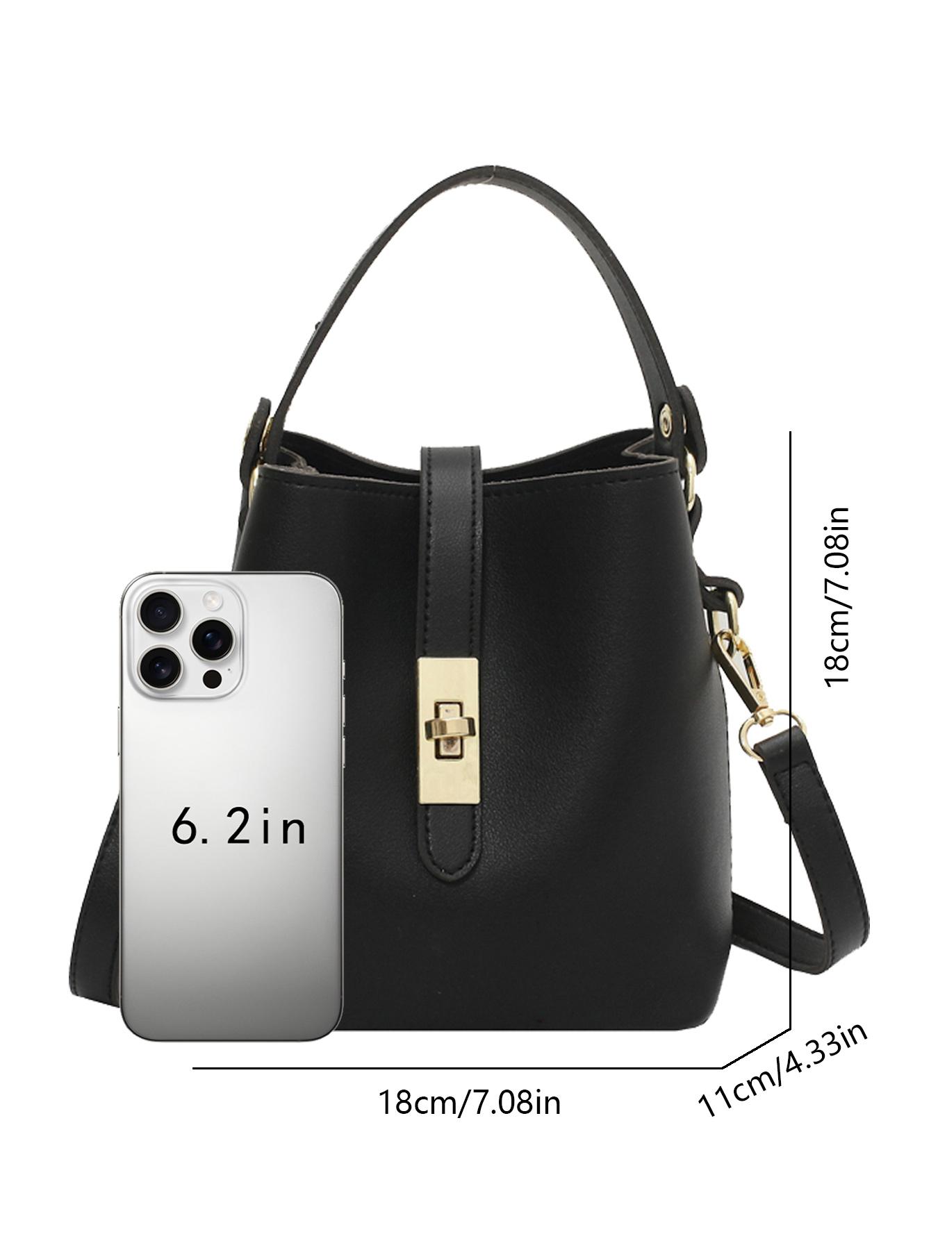 Niche design bucket crossbody bag, simple textured metal buckle decorated single shoulder crossbody handbag, fashionable and versatile daily commuting essential item, large capacity suitable for office workers, shopping, etc.