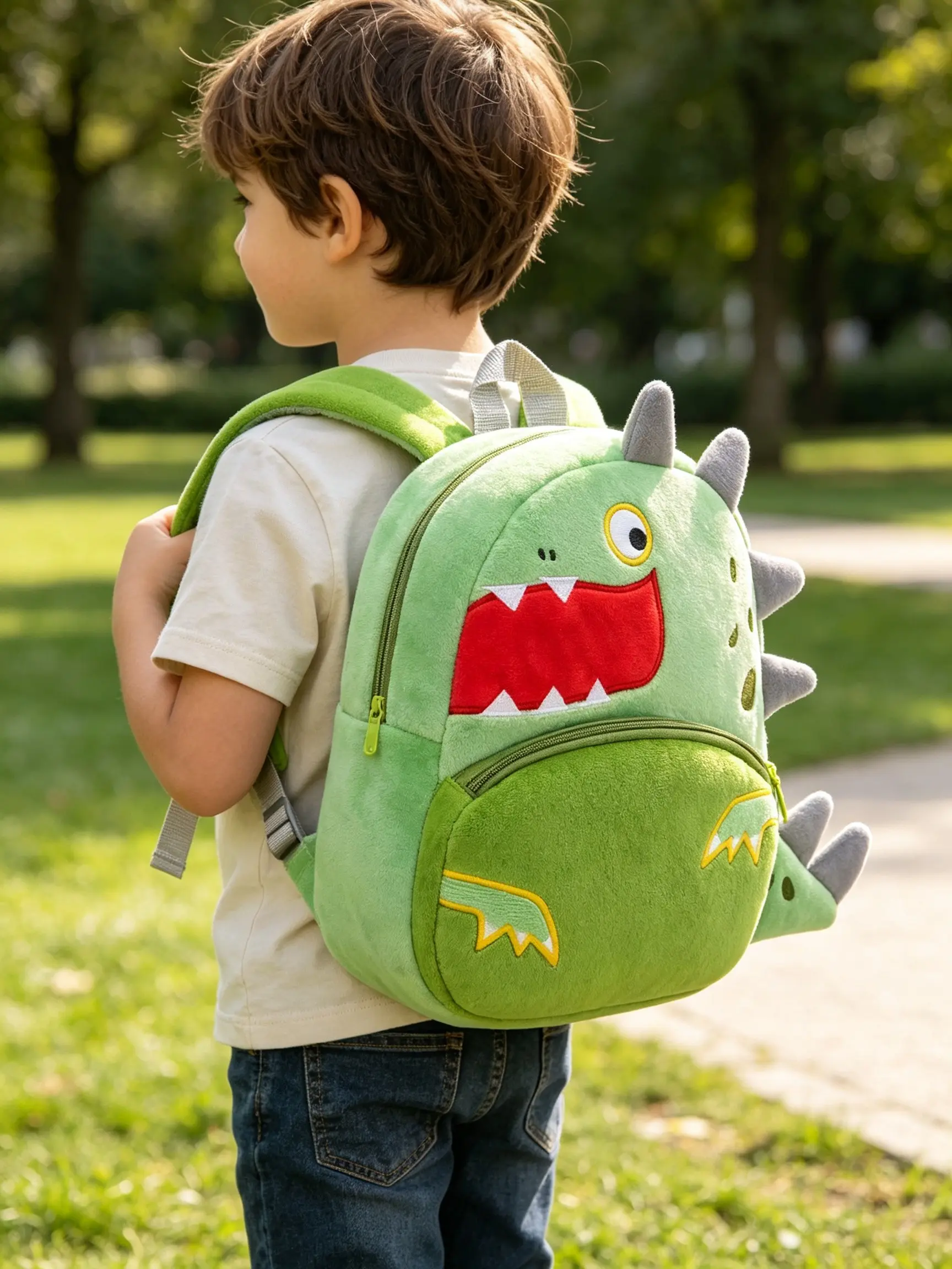 Animal Plush Kids Backpack, Soft Short Fur, Lightweight Shoulder Relief, Large Capacity, Cute Design, Ideal for School and Travel, Fluffy Backpack