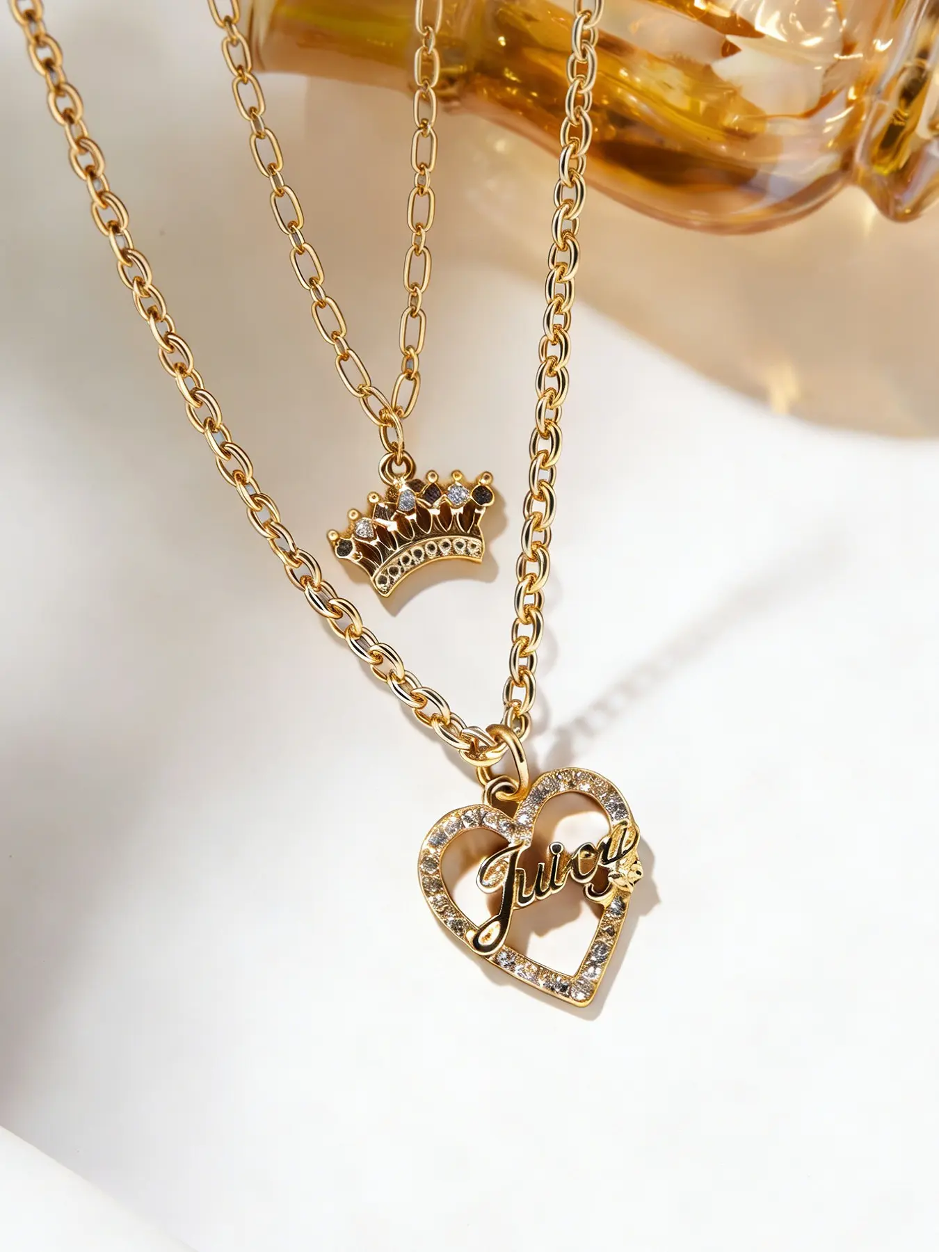 Fashion Heart Crown Necklace, Luxurious Heart Crown Pendant, Daily Wear, Party Jewelry, Valentine's Day Gift, Holiday Gift