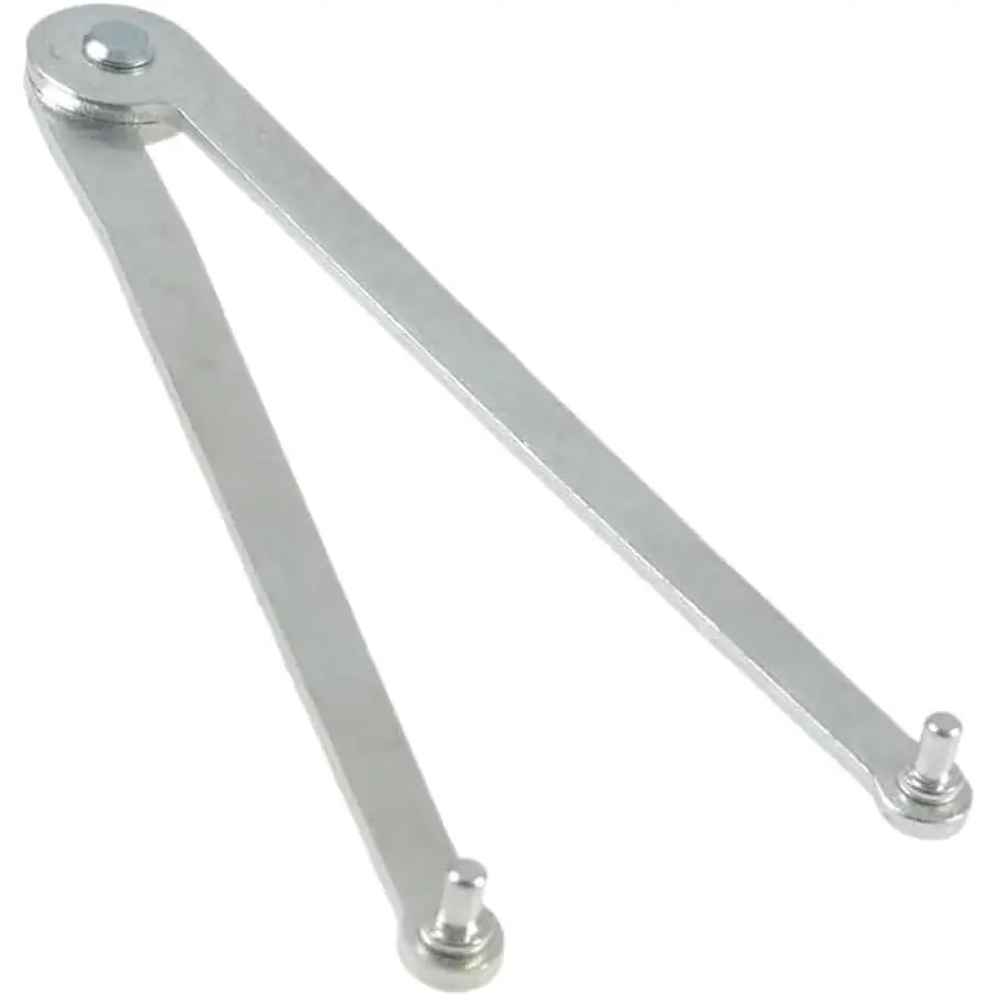 160mm Adjustable Pin Spanner Angle Wrench - Locknut Wrench for Angle Grinder Backing Pads, Drilled-Hole Round Nuts