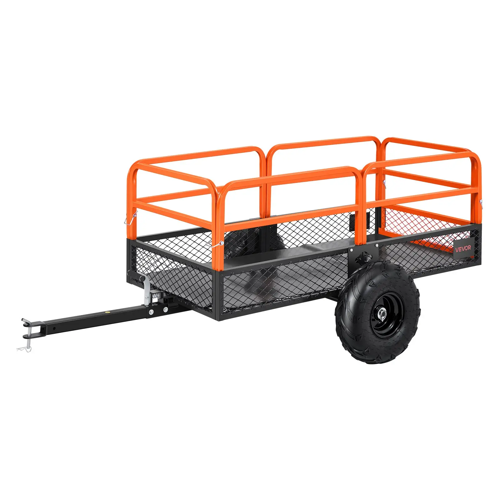 VEVOR Garden Utility Trailer, 22 Cu.Ft. & 1600lbs, ATV UTV Trailer, Tow Behind Steel Dump Trailers, Removable Rear Panel, Heavy Duty Pull Behind Yard Trailers for Lawn Mower Tractor Garden Waste