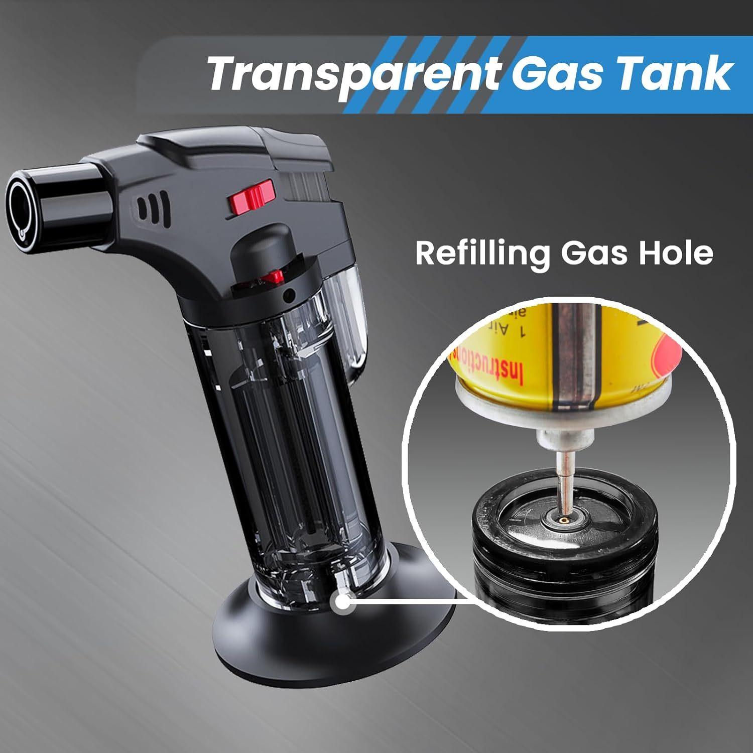 Torch Lighters Butane Refillable Lighter Single Jet Flame Powerful Windproof Torch Lighter with Safety Lock Multi Utility Mini Gas Lighter Blow Torch Lighters for Candle Fireplace Camping Grill BBQ Kitchen(No Fuel)