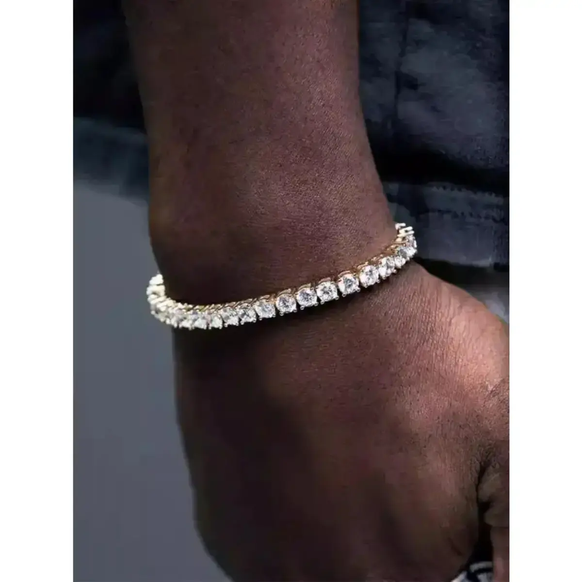 Iced Out Tennis Bracelet for Men and Women - Sparkling CZ Crystal Hip-Hop Wrist Chain, Secure Box Clasp, Trendy Birthday Jewelry Gift