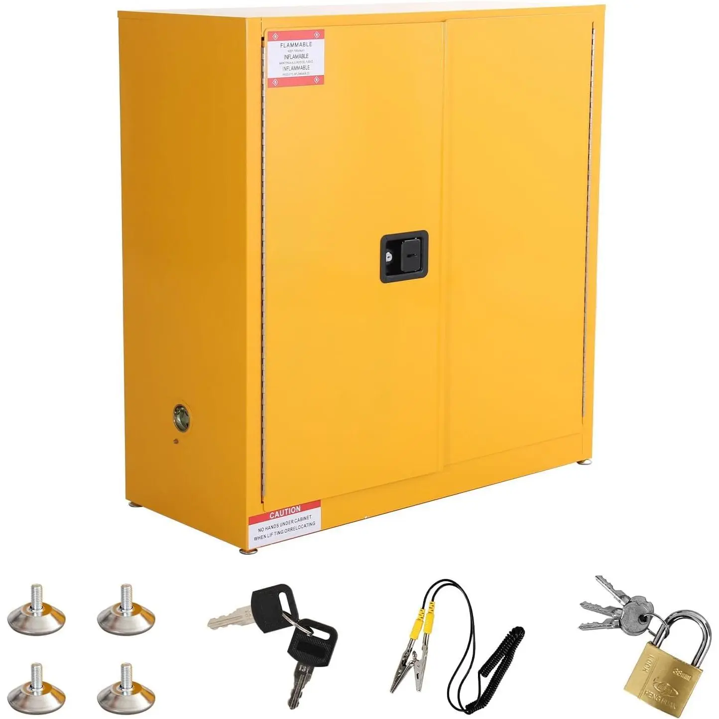 30/45/60 Gallon Flammable Safety Cabinet, Industrial Fireproof Chemical Storage Cabinet with Manual Close Doors & 3-Point Latch Lock, OSHA Compliant Double Walled Galvanized Steel Fuel Gas Oil Storage Bin for Factory Workshop Laboratory Warehouse