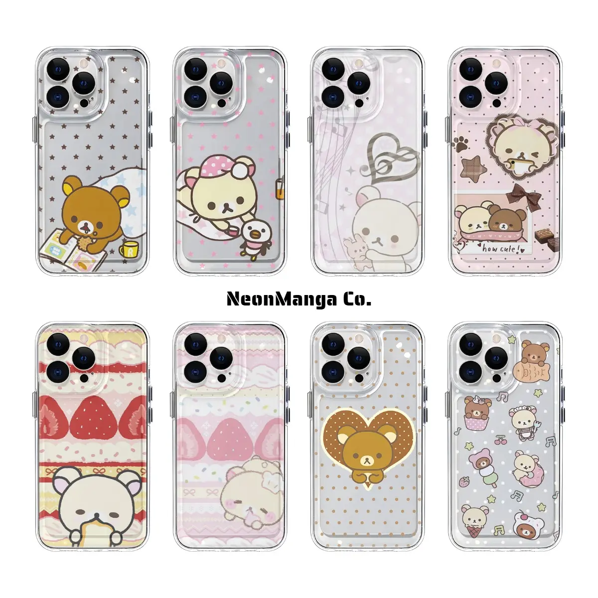 Kawaui Rilakkuma  Design  Y2K Transparent  Phone Case  For iPhone 17 16 15 14 13 12 11  TPU Soft Case Protector,Perfect Holiday Gift Present !