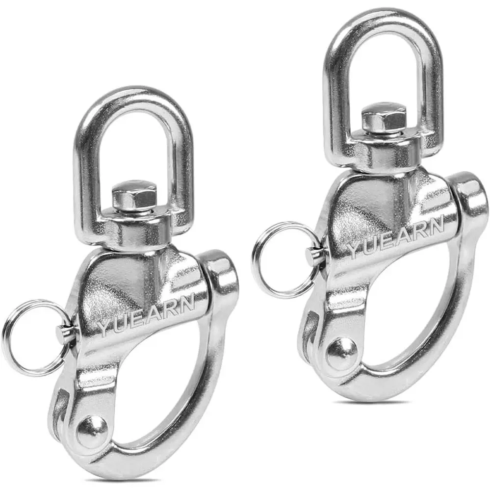316 Stainless Steel Quick Release Snap Shackle, Marine Grade Swivel Boat Shackles for Sailing Rigging, Spinnaker Halyard, Sailboat Hardware & SCBA Mask Clips