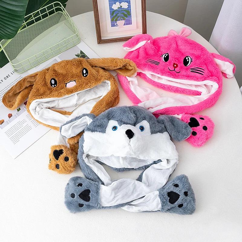 Hot Sale Unisex Funny Ear Hat Animal Style Couple Cute Ear Moving Up Cap Men Women Girls Rabbits Ears Plush Winter Lovely Hat ﻿