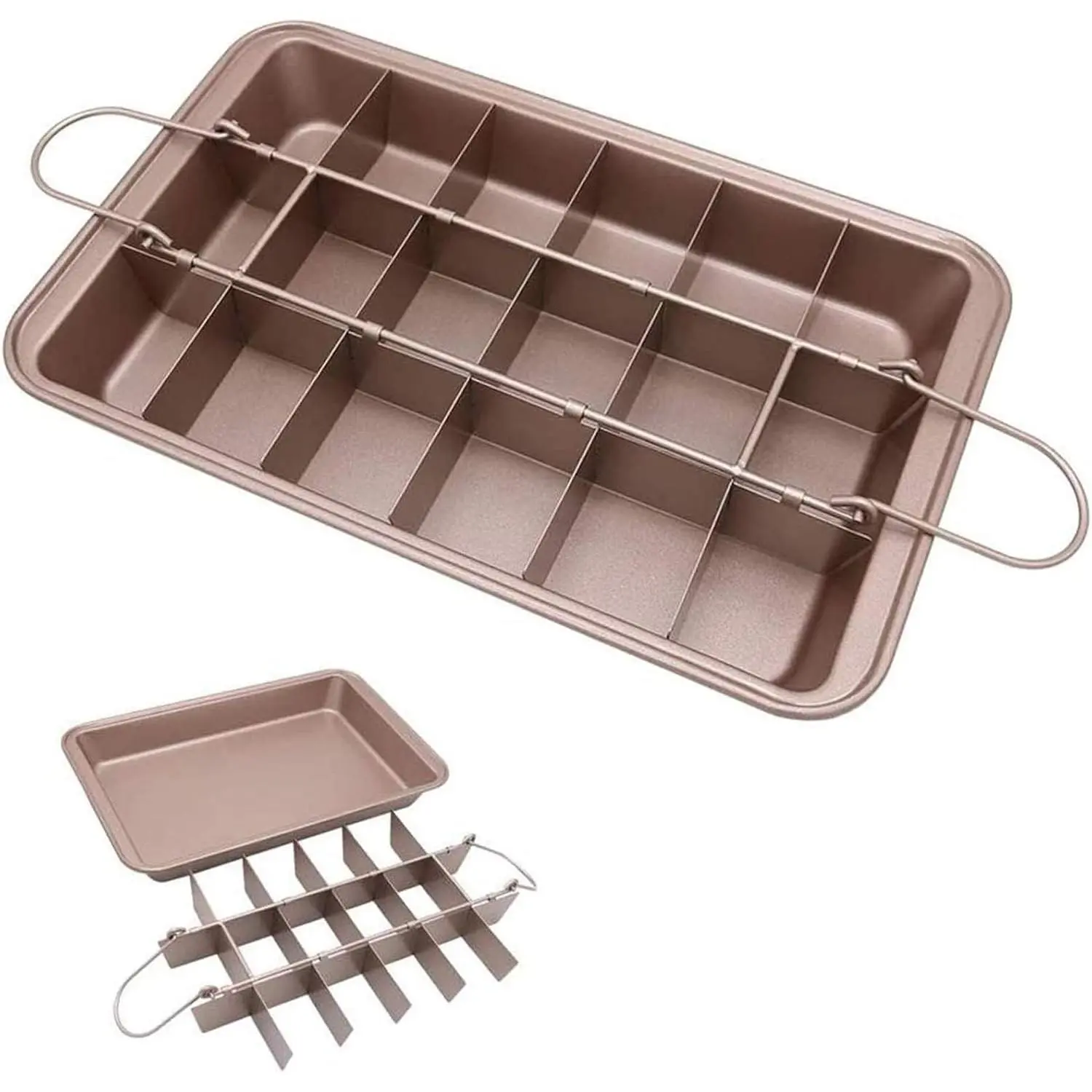 Non-Stick Brownie Pan with Dividers, 18 Pre-Slice All Edges, 12 X 8 X 2 Inches Baking Pan for Brownie Bites, Muffins & Cupcakes