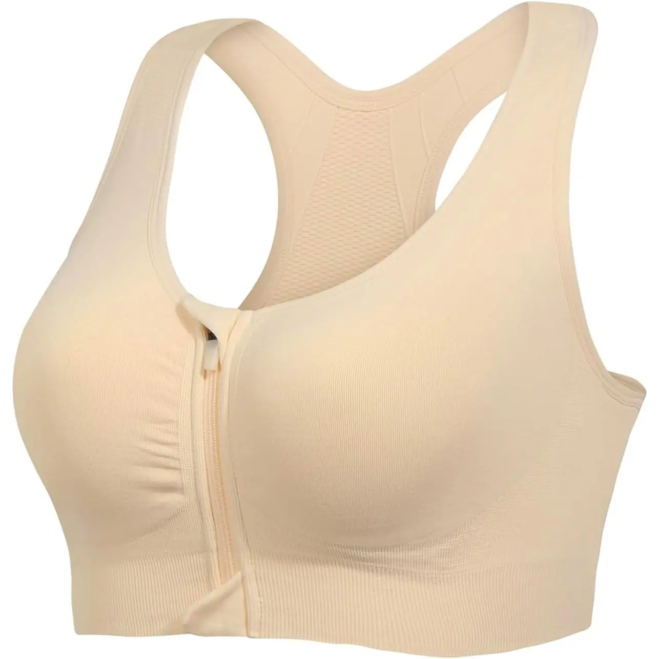 Front Zipper Sports Bras for Women Wirefree Post Surgery Bra Front Closure Racerback Compression Mastectomy Bras
