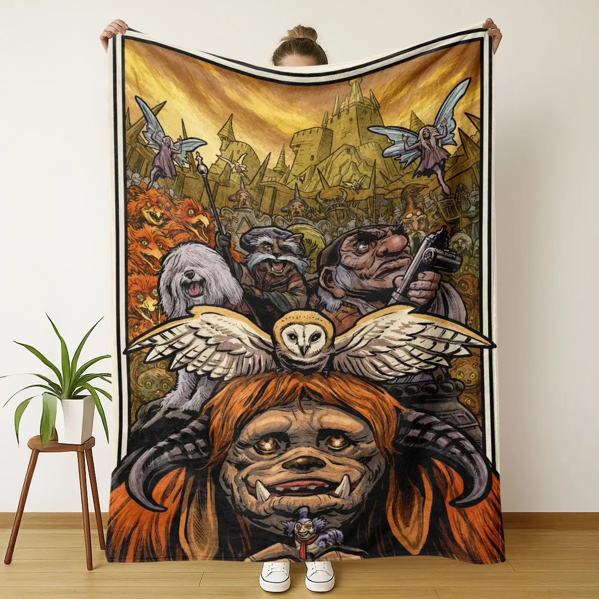 Labyrinth Goblin King Blanket, Fantasy Movie Poster Throw Blanket, Dark Fantasy Art Cozy Fleece Blanket Gift, Perfect for Fans, Versatile Use