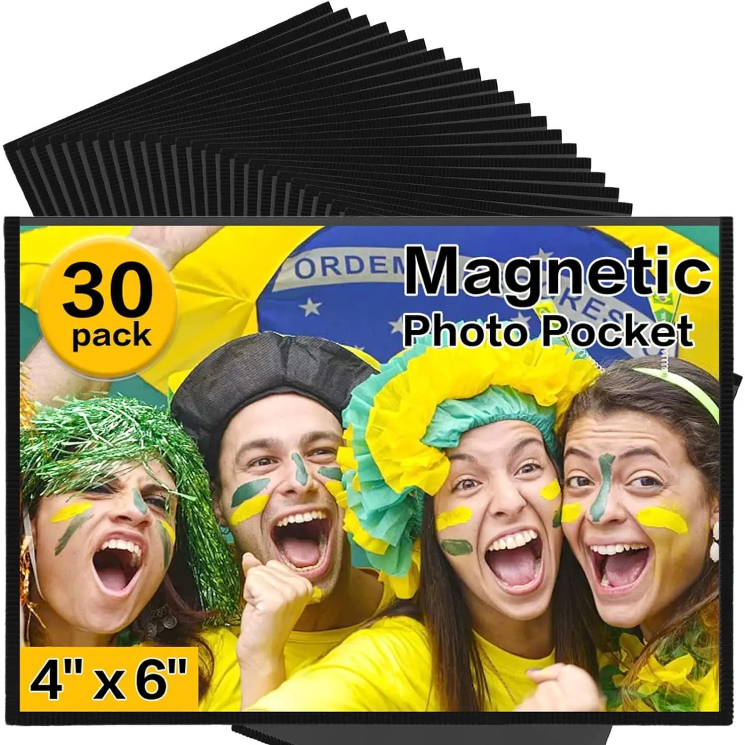 Black Metal Magnetic Plastic Refrigerator Picture Frames - 4" x 6" Transparent Photo Frames, Adult Anniversary Gift, Home Supplies Decor